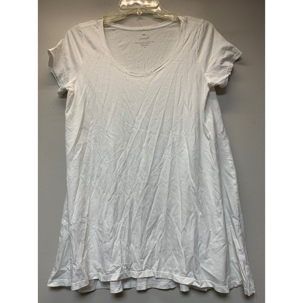 Pure Jill Elliptical Tee Womens XS White Pima Cotton Short Sleeve Tunic Tee